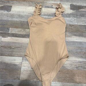 Amazon Tan Ruffle Strap Bodysuit
